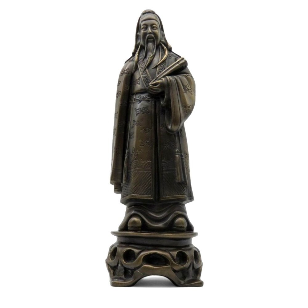 Asian FENG SHUI Bronze Colour Ceramic Figurine 11" Tall Vintage - Repaired